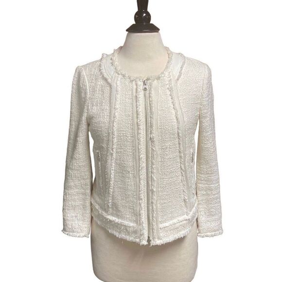 Rebecca Taylor Off White Tweed Jacket Size 8 - Picture 1 of 9